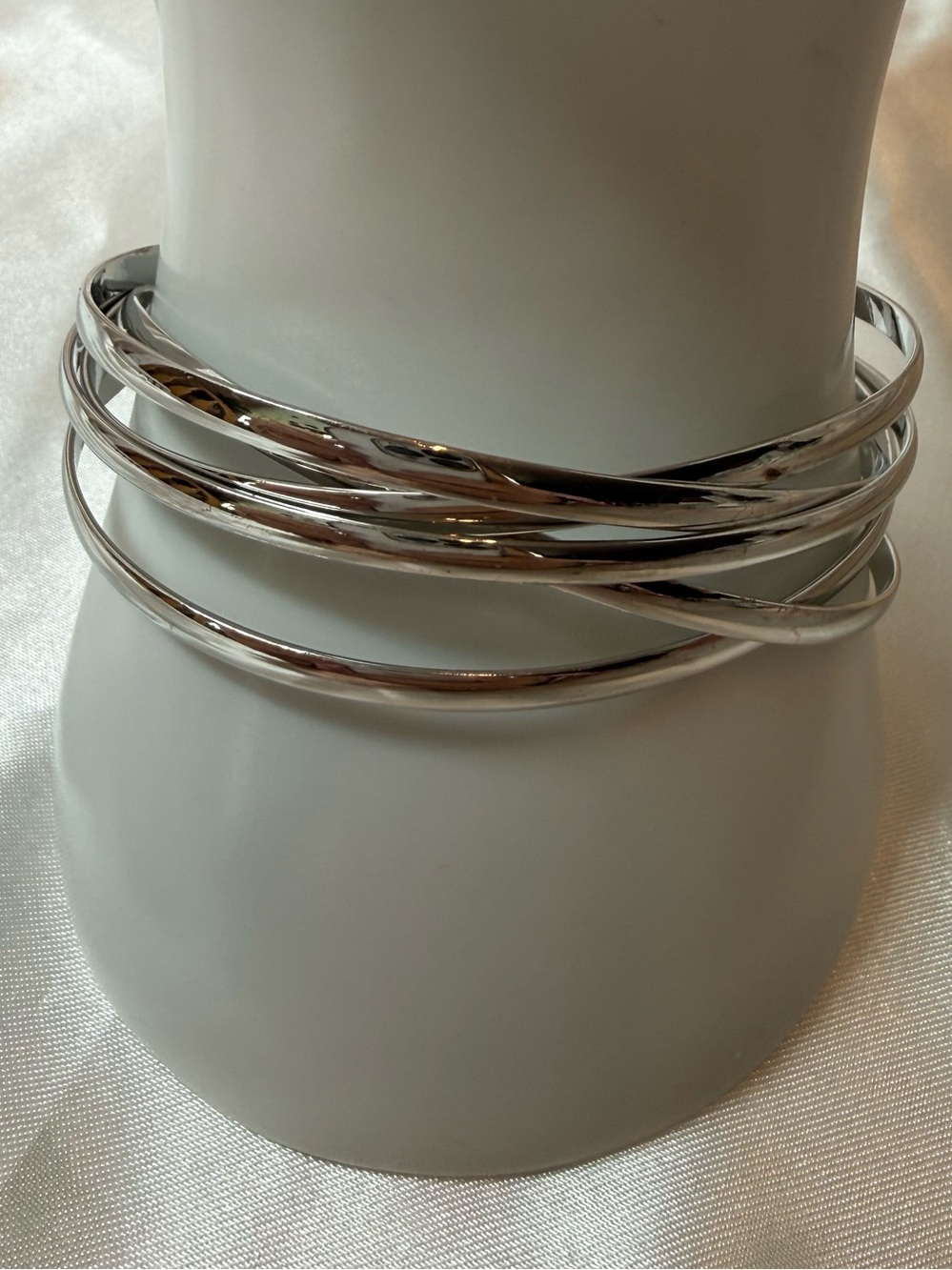 Sterling Silver Multi-Bangle Look Bracelet Minimalist Everyday Classic